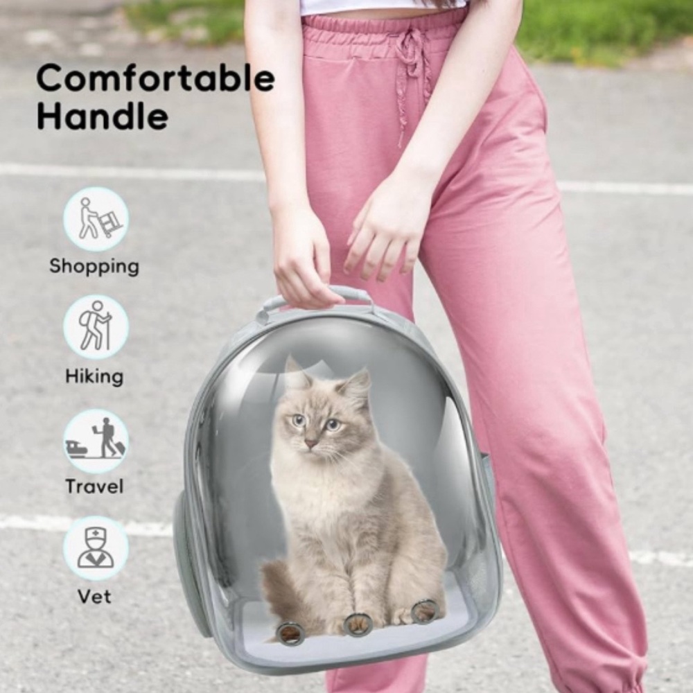 Gray-PetPack Adorable Bubble Carrying Bag for Small, Cats, Space Capsule Pet